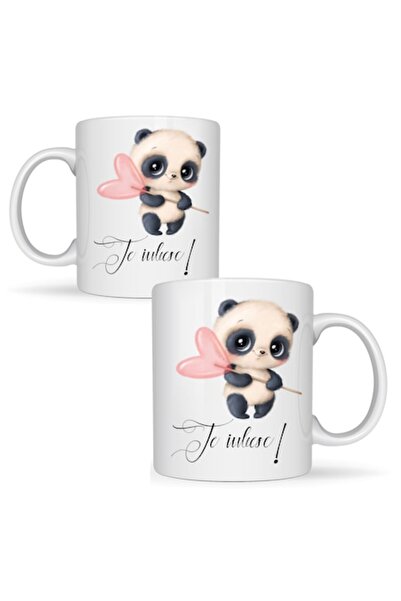 T&M Personalizare Cană personalizată „Te iubesc” ursuleț panda, Ziua Îndrăgos...