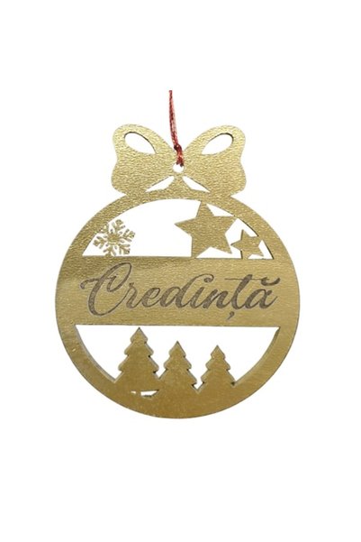 T&M Personalizare Glob de Crăciun personalizat din lemn - „Credință” rotund, ...