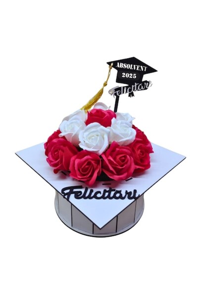 T&M Personalizare Aranjament decorativ pentru absolvire cu topper, trandafiri...