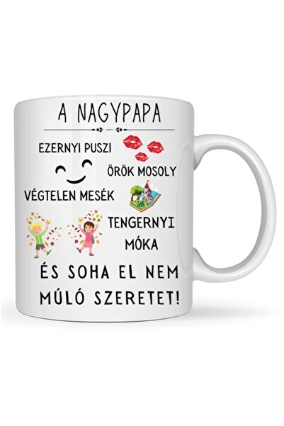 T&M Personalizare Cană personalizată „Bunicule, cu dragoste” albă, 330 ml