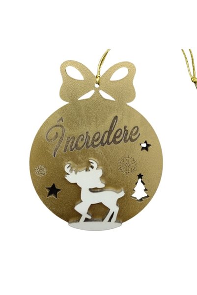 T&M Personalizare Glob decorativ personalizat de Crăciun din lemn - „Trust”, ...