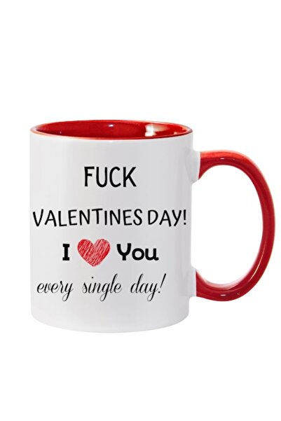 T&M Personalizare Cană personalizată „F.ck Valentines Day!” v1, roșie, 330 ml