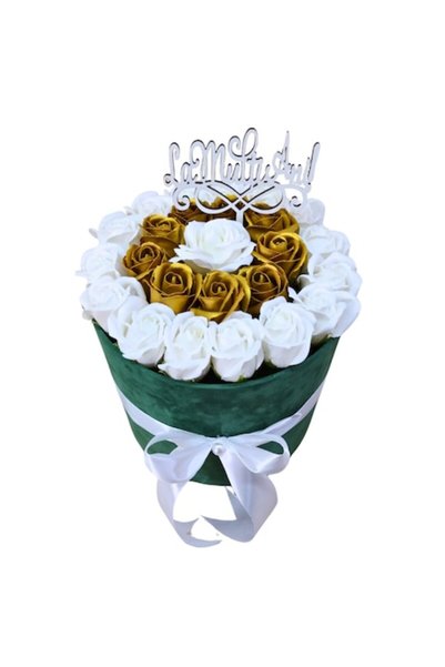 T&M Personalizare Aranjament floral în cutie de catifea verde cu trandafiri d...