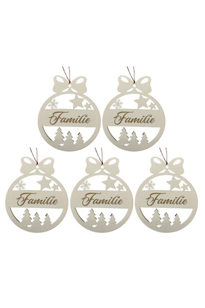 T&M Personalizare Set de 5 globuri de Crăciun - Familie - rotunde, gravate, a...