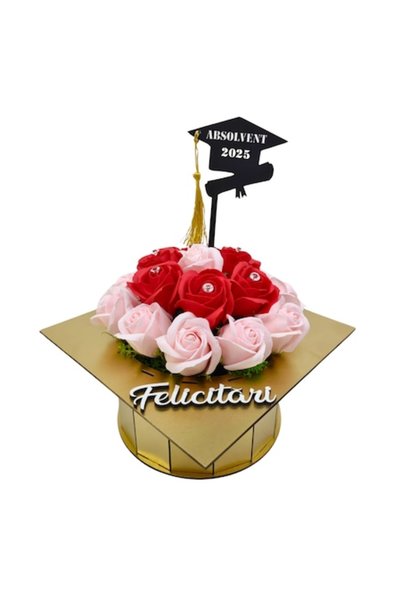T&M Personalizare Aranjament decorativ pentru absolvire cu topper, trandafiri...