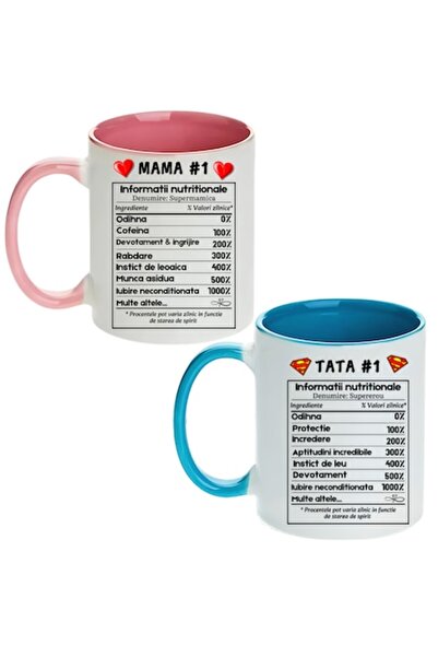 T&M Personalizare Set de 2 căni personalizate - mama și tata numărul 1 cu val...