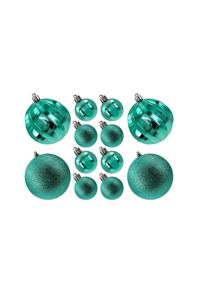 Christmas Magic مجموعة هدايا زينة مصممة باللون الفيروزي 4 و8 سم، 20 قطعة/صندوق