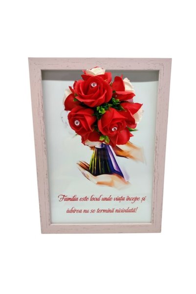T&M Personalizare Tablou înrămat A4 (30x21 cm) – „Familia este locul unde via...
