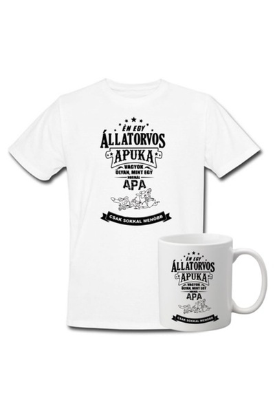 T&M Personalizare Set personalizat tricou + cană - „Sunt tată veterinar, ca u...
