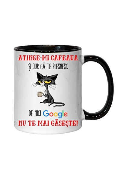 T&M Personalizare Cană personalizată - Touch my coffee!, v2, neagră, 330 ml
