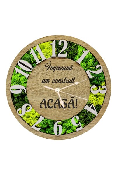 T&M Personalizare Ceas de perete din lemn maro deschis „Împreună am construit...