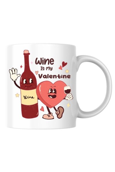 T&M Personalizare Cană personalizată „Vinul este Valentinul meu” v1, Dragobet...