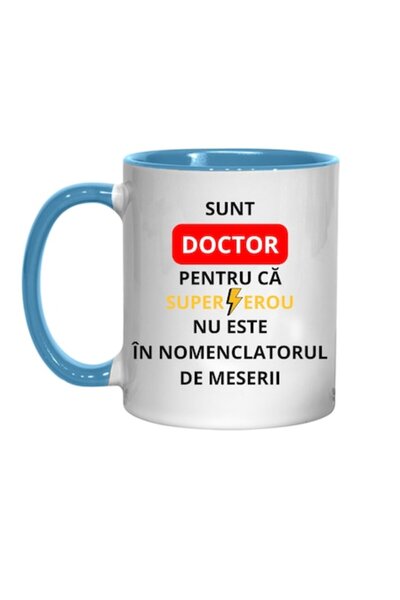 T&M Personalizare Cană personalizată - „Sunt doctor!”, albastră, 330 ml
