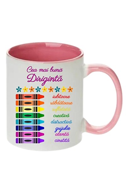 T&M Personalizare Cana personalizata - Cea mai buna Diriginta, roz, 330 ml
