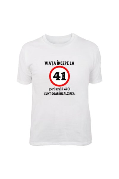 T&M Personalizare Tricou personalizat - Viața începe la 41, bumbac, L, alb