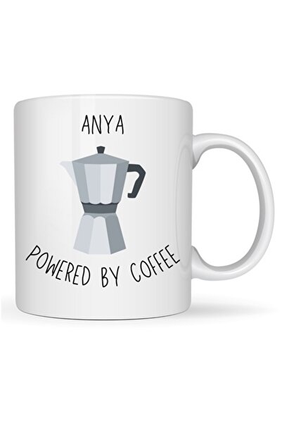 T&M Personalizare Cană personalizată „Anya, Powered by coffee” albă, 330ml