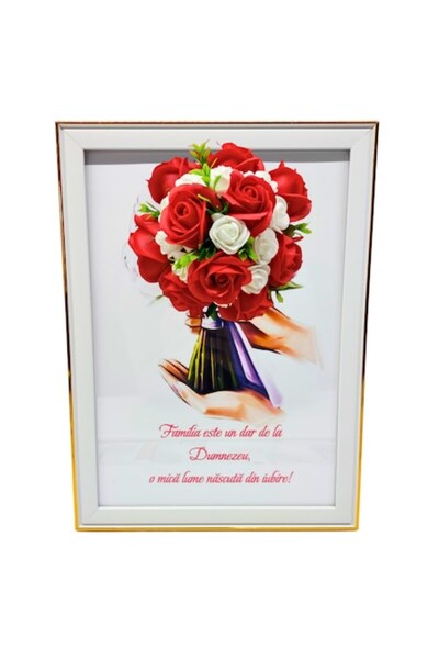 T&M Personalizare Tablou înrămat A4 (30x21 cm) - „Familia este un dar de la D...