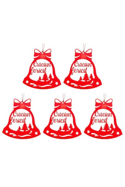 T&M Personalizare Set de 5 globuri de Crăciun - "Crăciun Fericit" - clopoțel,...