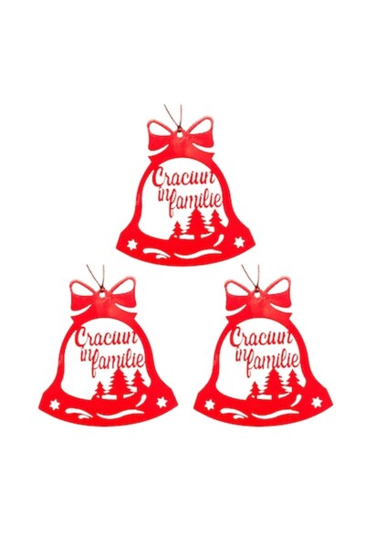 T&M Personalizare Set de 3 globuri de Crăciun - „Crăciun în familie” - clopoț...