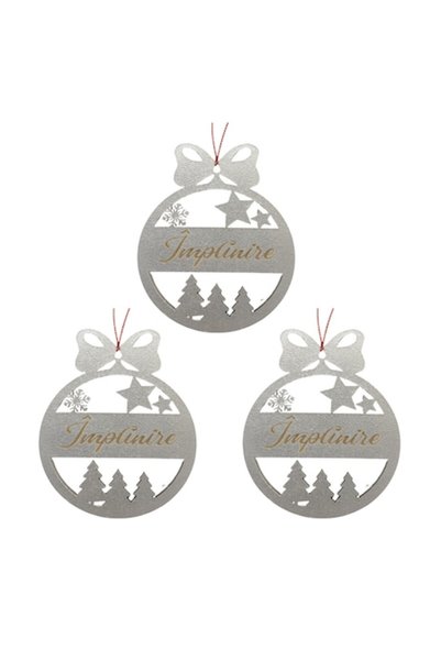 T&M Personalizare Set de 3 globuri de Crăciun - „Implinire” - rotunde, gravat...