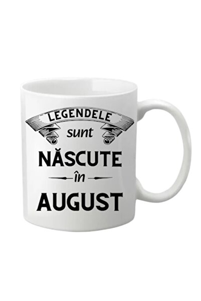 T&M Personalizare Cană personalizată - Legendele se nasc în august, albă, 330 ml