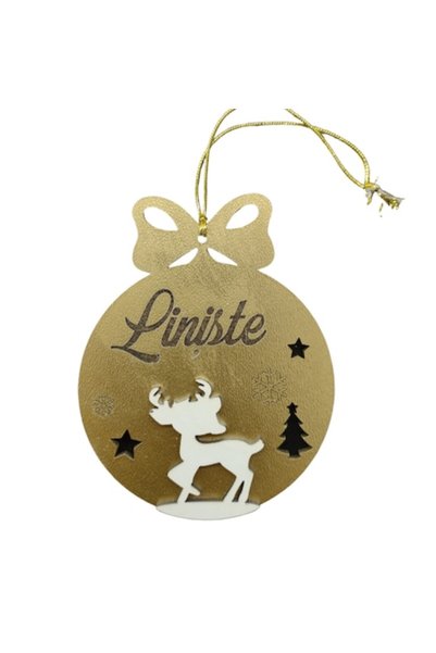 T&M Personalizare Glob de Crăciun personalizat din lemn - „Liniste” rotund cu...