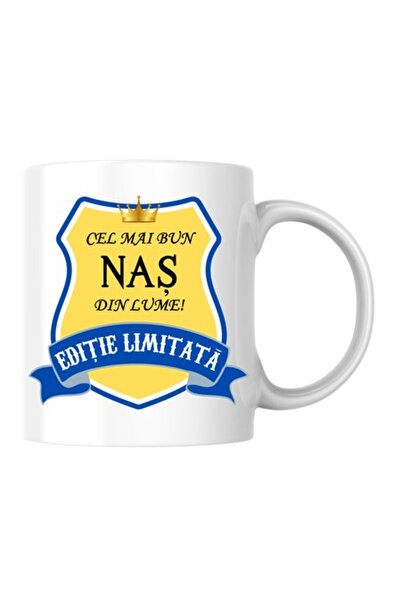 T&M Personalizare Cană personalizată - „Cel mai bun naș din lume!”, albă, 330 ml