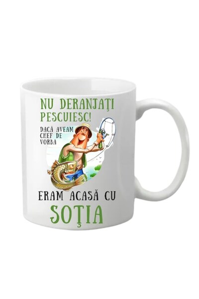 T&M Personalizare Cană personalizată - „Nu deranjați, pescuiesc”, albă, 330 ml