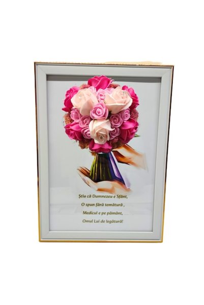 T&M Personalizare Tablou înrămat A4 (30x21 cm) cu trandafiri de săpun - „Știu...