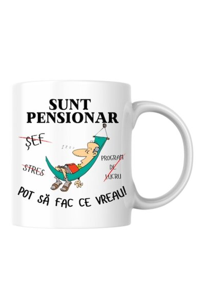 OEM Cană personalizată albă - Sunt pensionar, pot face ce vreau!, INOVATIX®. ...