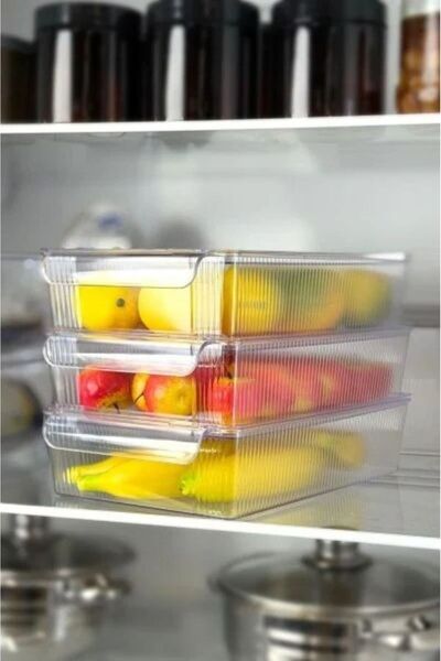 Nurfa Kapaklı Şeffaf Buzdolabı Organizeri ve Saklama Kabı 3500ML