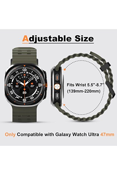 Generic Rugged Silicone Band Compatible with Samsung Galaxy Watch Ultra 47mm (2025/2024) - Breathable