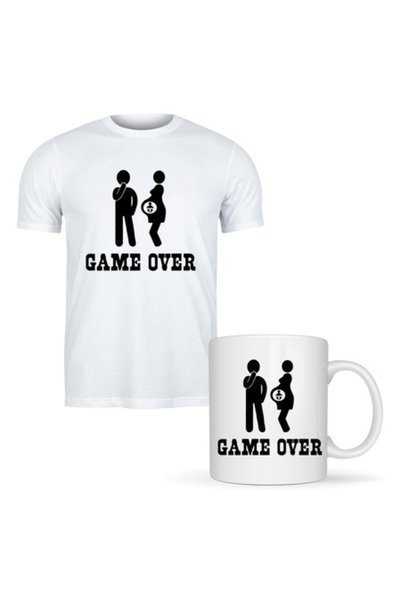 T&M Personalizare Set personalizat – Tricou + Cană - Game over! V1, Alb, M IN...