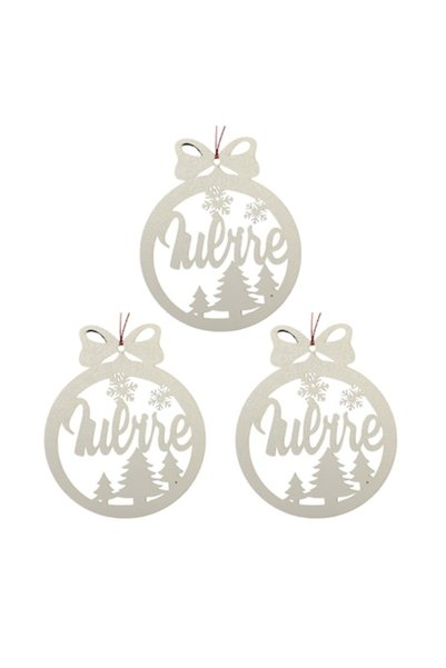 T&M Personalizare Set de 3 globuri - Iubire - rotunde, albe, diametru 8 cm, lemn
