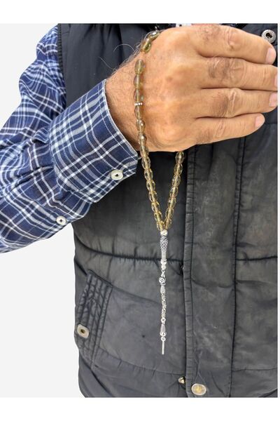 oya silver Faceted Barley Cut Zultanite Prayer Beads with Silver Tassels