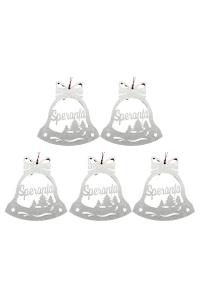 T&M Personalizare Set de 5 globuri de Crăciun - „Speranță” - clopoțel, argint...