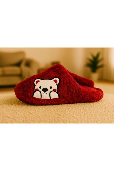 ALB TERLİK AYAKKABI SAN. TİC. LTD. ŞTİ. Women's Plush House Slippers with Bea...