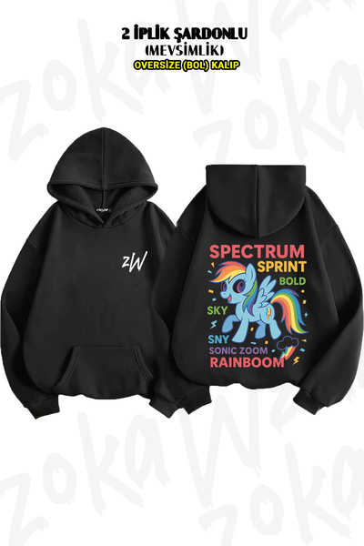 ZOKAWEAR Oversize The Many Words Of Rainbow Mlp Sırt Baskılı Kapüşonlu Sweats...