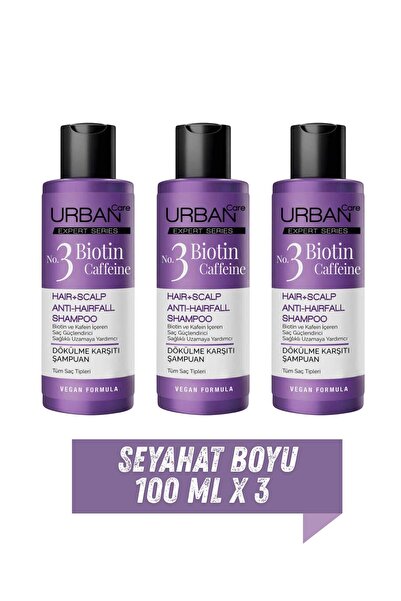 Urban Care Expert Biotin Kafein Dökülme Karşıtı Hızlı Uzamaya Yardımcı Şampuan 100 ml X 3 Adet