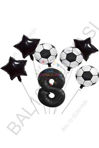 İSTOÇ PARTİ Number Star Soccer Ball Patterned Foil Balloon Set Age 8