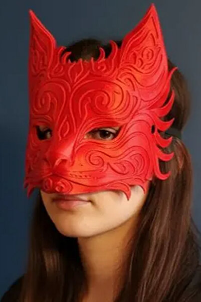 Genç 3D Kedi Maske – Dekoratif 3D Baskı Kedi Yüz Maskesi | Cosplay, Kostüm ve...