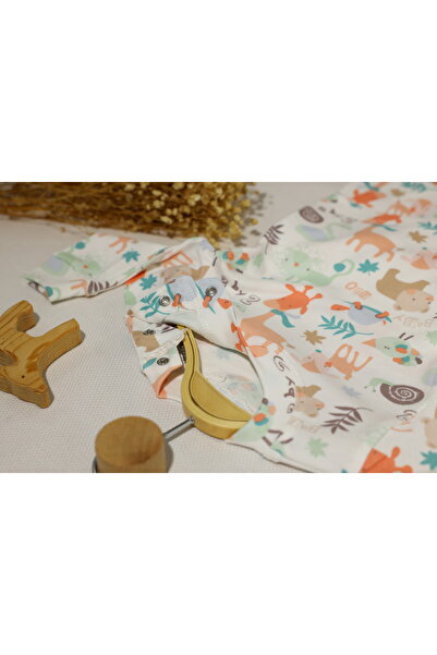 Vivolas 100% Cotton Baby Set with Snap Fasteners on the Shoulders, Unisex, 2-Piece, Top and Bottom, Monthly Sizes 3-6-9-12 Months