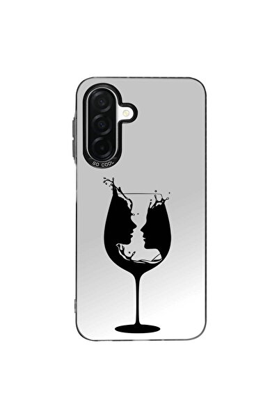 PrintiFy Metallic Look Matte Silicone Case with Wine Glass Design Compatible with Samsung Galaxy A26