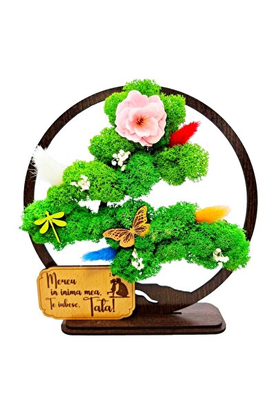OEM Decorative Bonsai with Stabilized Lichens - Love message for Dad (Wenge, 20cm)