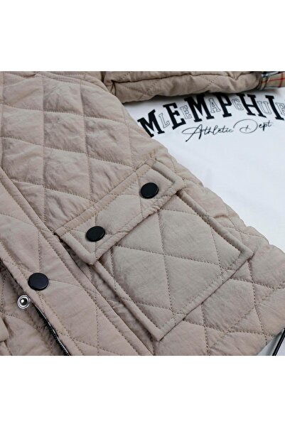 bebegci 3-Piece Boys' Set with Quilted Patterned Coat and T-Shirt