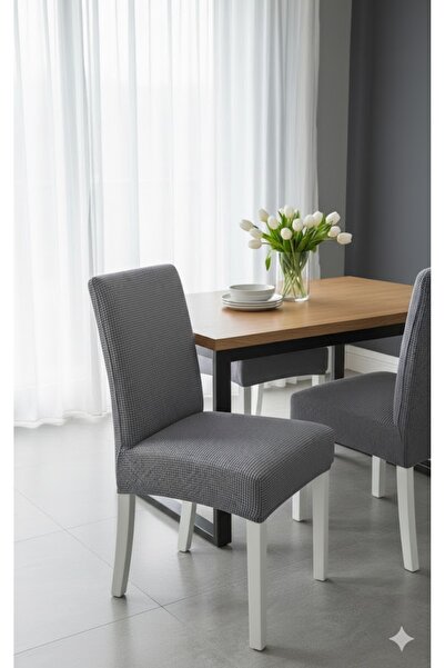 OSIO Pitikare Sandalye Kılıfı Esnek Pamuklu Kumaş 1 Adet Yıkanabilir Gri