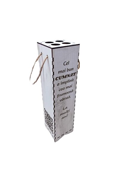 OEM Cutie de vin din lemn - gravat „Cel mai bun cumnat”, 34x34x9 cm, alb, per...