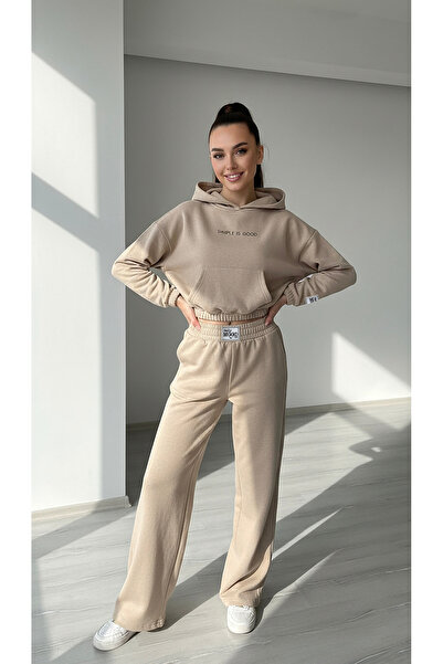 Mood Lab Kadın Bej Rengi Palazzo Eşofman Takım
