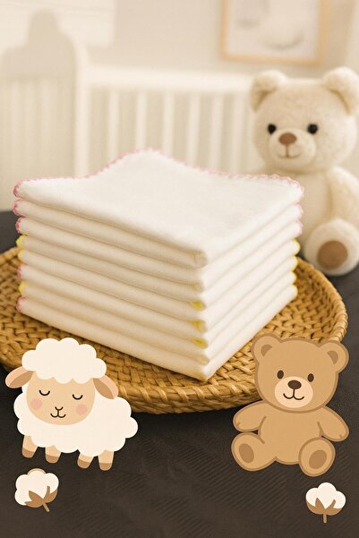 ROYAL Babywear %100 Pamuk Beyaz Penye Ağız Mendil 10'lu ( 22x22 cm )