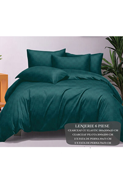 Patul Lenjerie de Pat Premium, Bumbac Finet , 6 Piese, Cearceaf cu elastic